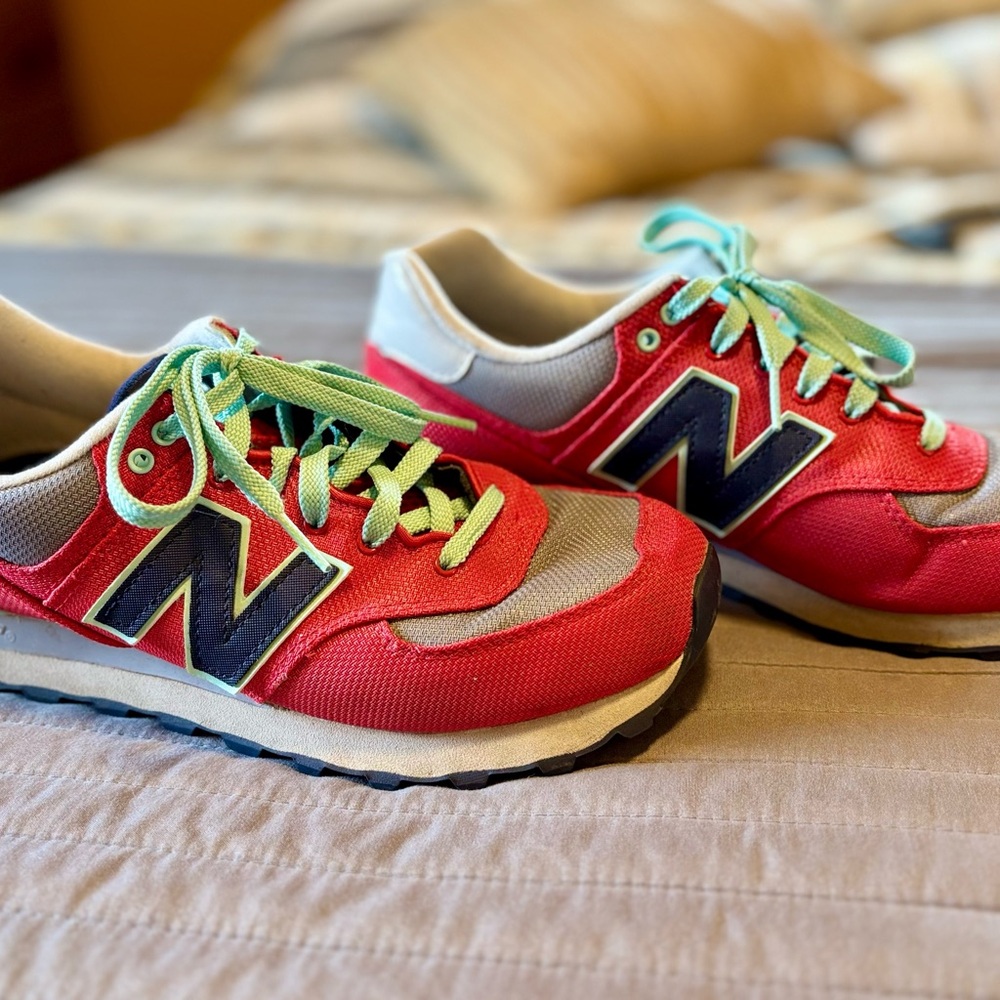 New Balance Red and Blue Sneakers with Suede and Mesh